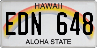 HI license plate EDN648