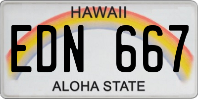 HI license plate EDN667