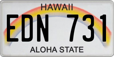 HI license plate EDN731