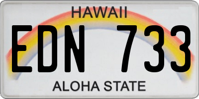 HI license plate EDN733