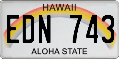 HI license plate EDN743