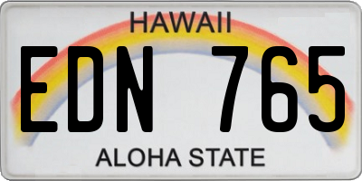 HI license plate EDN765