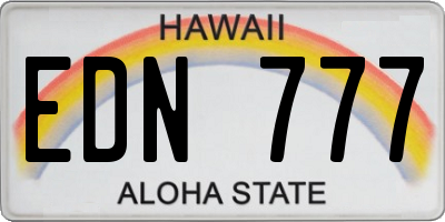 HI license plate EDN777