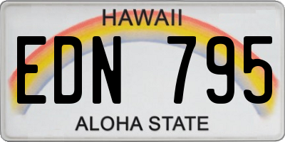 HI license plate EDN795