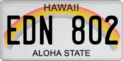 HI license plate EDN802