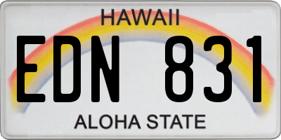 HI license plate EDN831