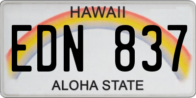 HI license plate EDN837