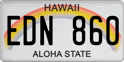 HI license plate EDN860