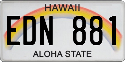 HI license plate EDN881