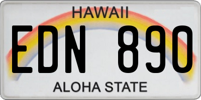 HI license plate EDN890