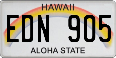 HI license plate EDN905