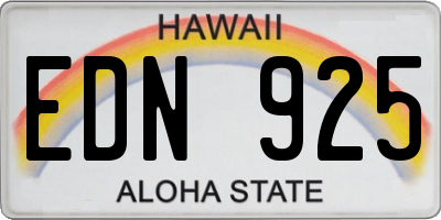 HI license plate EDN925