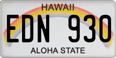 HI license plate EDN930