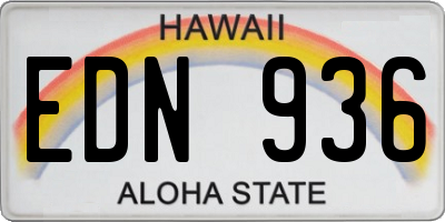 HI license plate EDN936