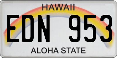HI license plate EDN953