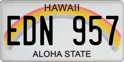 HI license plate EDN957
