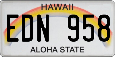HI license plate EDN958