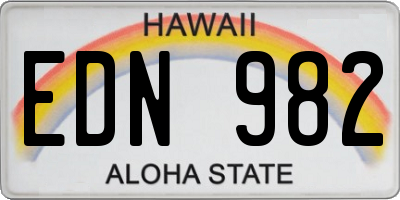HI license plate EDN982