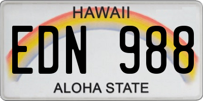 HI license plate EDN988