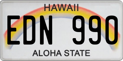 HI license plate EDN990