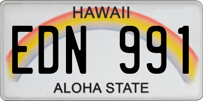 HI license plate EDN991