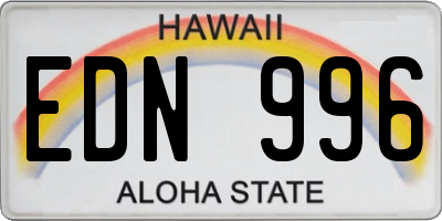 HI license plate EDN996