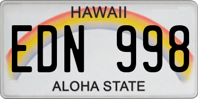 HI license plate EDN998