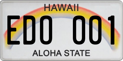 HI license plate EDO001