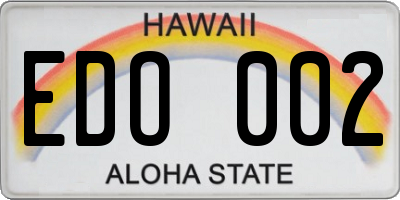 HI license plate EDO002