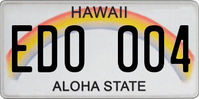 HI license plate EDO004
