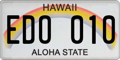 HI license plate EDO010