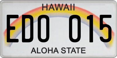 HI license plate EDO015