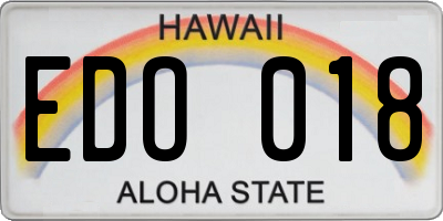 HI license plate EDO018
