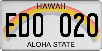 HI license plate EDO020