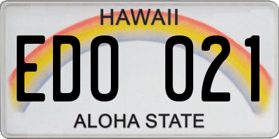 HI license plate EDO021