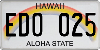 HI license plate EDO025
