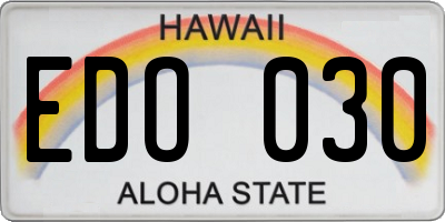 HI license plate EDO030
