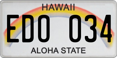 HI license plate EDO034
