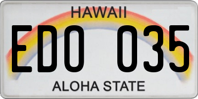 HI license plate EDO035