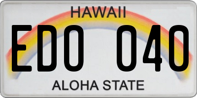 HI license plate EDO040