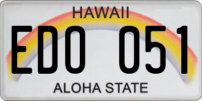 HI license plate EDO051