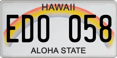HI license plate EDO058