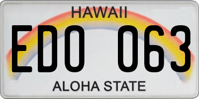 HI license plate EDO063
