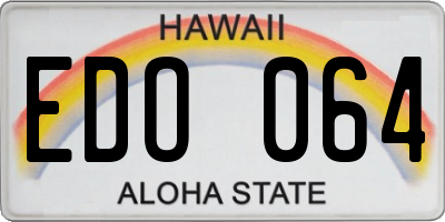HI license plate EDO064