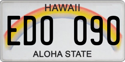 HI license plate EDO090