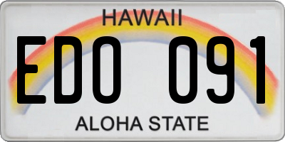 HI license plate EDO091