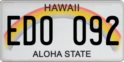 HI license plate EDO092