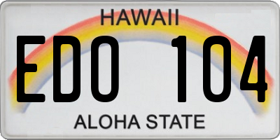 HI license plate EDO104