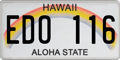 HI license plate EDO116