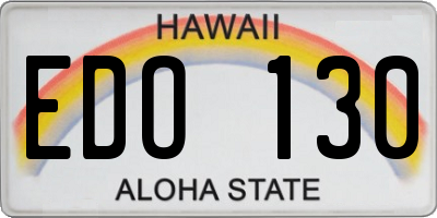 HI license plate EDO130